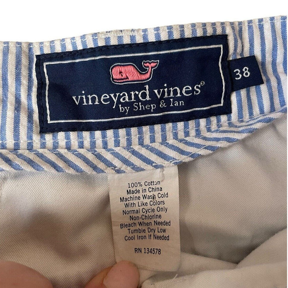 Vineyard Vines Seersucker Striped Blue Shorts Men's Size 38 Cotton - Picture 6 of 6
